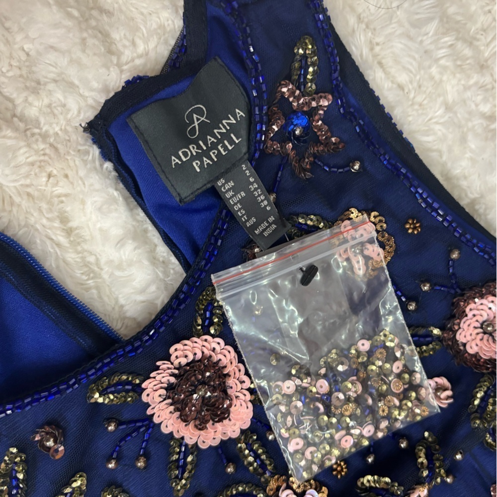NWT ADRIANNA PAPELL Womens Floral Beaded Short Dress - Picture 13 of 16